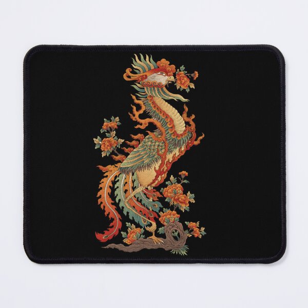 Item preview, Chinese Phoenix Fenghuang with Flowers - Traditional Asian Mythology Art designed and sold by Elite Wall Art.