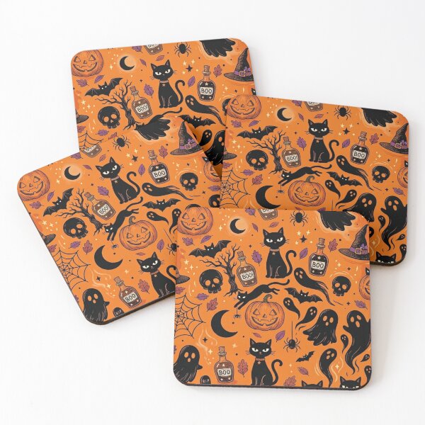 Item preview, Cute Halloween Seamless Pattern Spooky Orange Black designed and sold by littlepiptales.