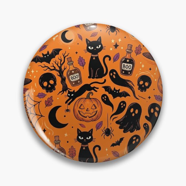 Item preview, Cute Halloween Seamless Pattern Spooky Orange Black designed and sold by littlepiptales.