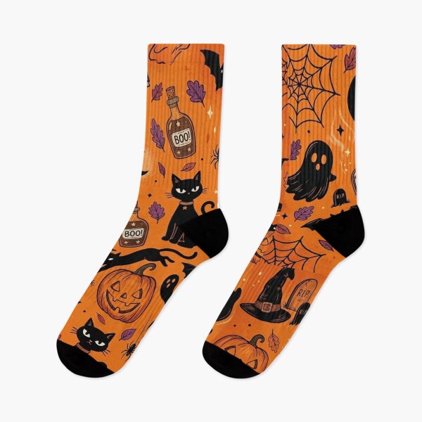 Item preview, Cute Halloween Seamless Pattern Spooky Orange Black designed and sold by littlepiptales.