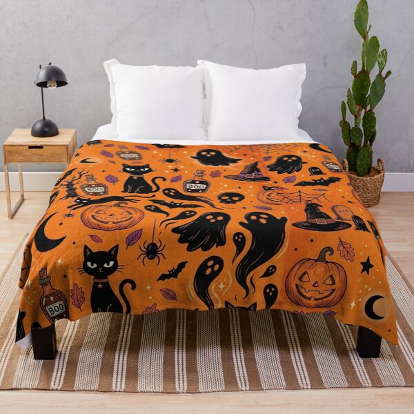 Item preview, Cute Halloween Seamless Pattern Spooky Orange Black designed and sold by littlepiptales.