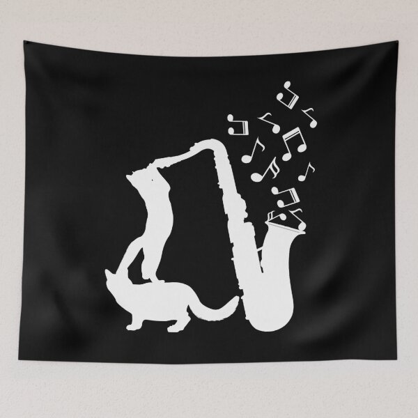 Item preview, Cats Playing Saxophone And Music Notes designed and sold by Primroaddesigns.