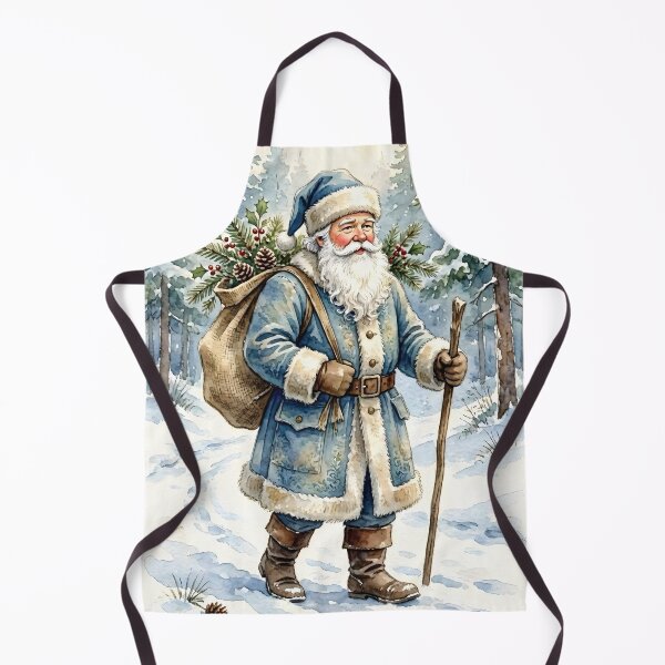 Item preview, Vintage Blue Santa Claus in a Snowy Forest designed and sold by Connys Colorful World.