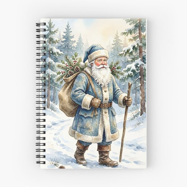 Item preview, Vintage Blue Santa Claus in a Snowy Forest designed and sold by Connys Colorful World.