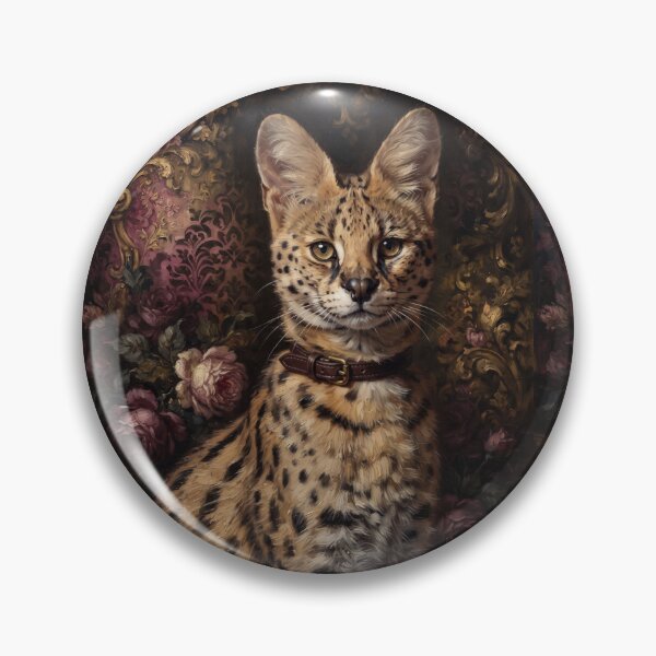 Item preview, Regal Serval Cat Portrait with Leather Collar designed and sold by Real Beast Art.