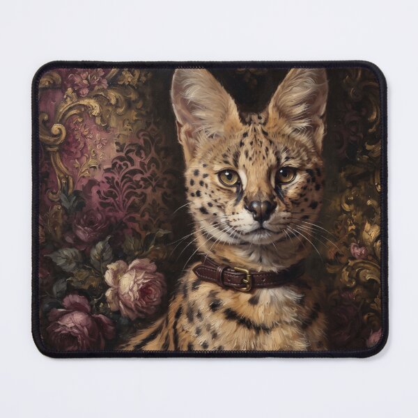 Item preview, Regal Serval Cat Portrait with Leather Collar designed and sold by Real Beast Art.