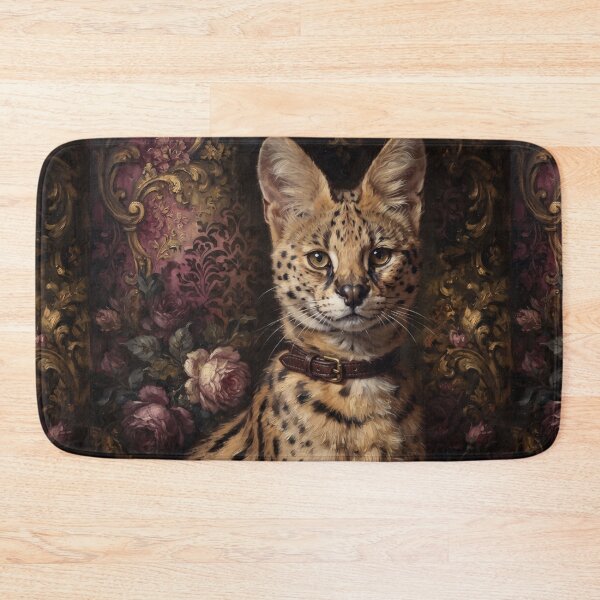 Item preview, Regal Serval Cat Portrait with Leather Collar designed and sold by Real Beast Art.