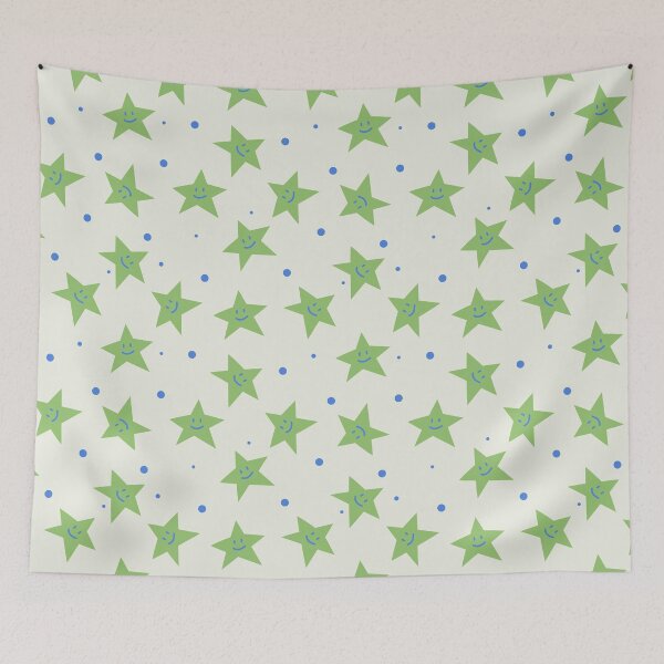 Item preview, Cute Green Smiley Star Pattern designed and sold by jianina-alondra.