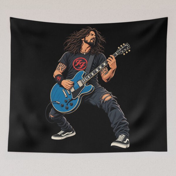 Item preview, Dave grohl Rock Guitar Legend – Bearded Guitarist PlayingGuitar Comic Art T-Shirt designed and sold by Leeded.