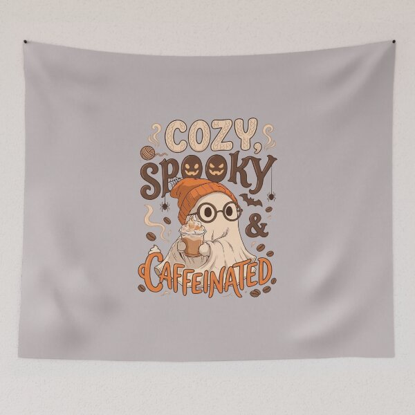 Item preview, Cozy Spooky Ghost with Coffee designed and sold by NadinArtStudio.