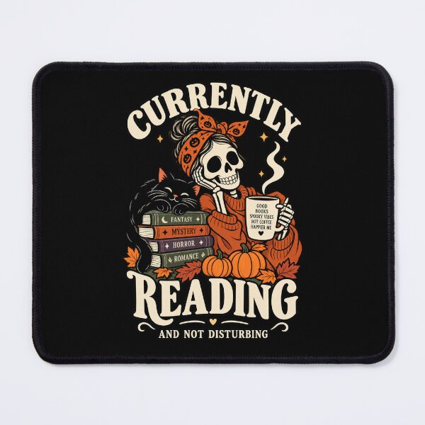Item preview, Currently Reading Spooky Skeleton Black Cat Book Lover designed and sold by Ridaelb.