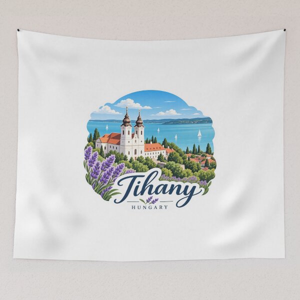 Item preview, Tihany Hungary Lake Balaton Lavender Travel Art designed and sold by GusiaTreasures.