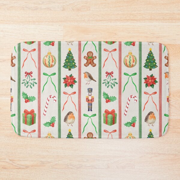 Item preview, Vintage Christmas Watercolor Stripes on Cream designed and sold by QuestingPixel.