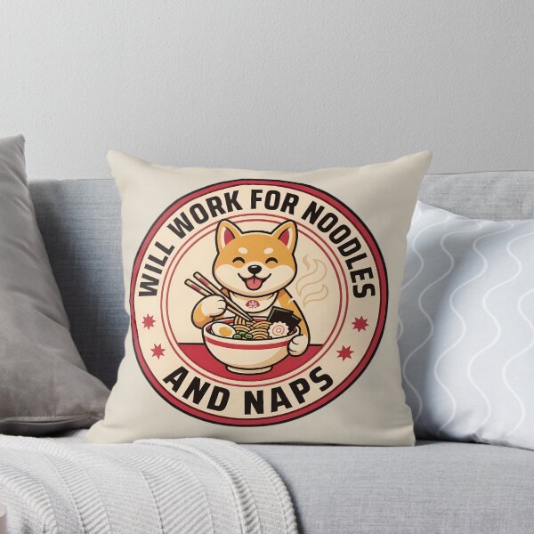 Item preview, Will Work For Noodles Shiba Ramen Retro Badge designed and sold by DripCultureLab.