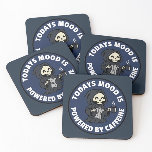 Item preview, Powered By Caffeine Grim Reaper Coffee Retro Badge designed and sold by DripCultureLab.