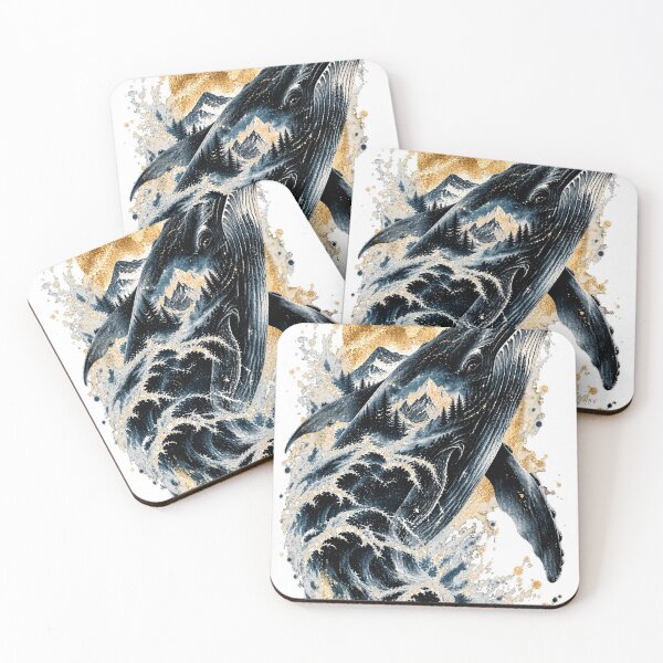 Item preview, Whale Through the Mountain Tide | Whale Wave Mountain Art | Norvian designed and sold by Norvian.
