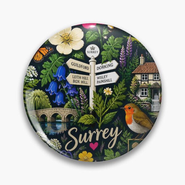 Item preview, Surrey Icons & Wildflowers | Colourful English County Illustration designed and sold by ThatSurreyLife.