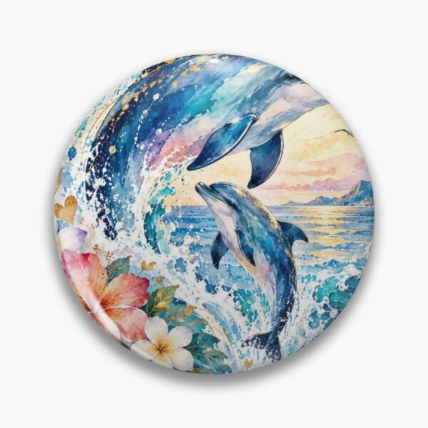 Item preview, Tropical Dolphin Watercolor designed and sold by DaryaArtFrance.