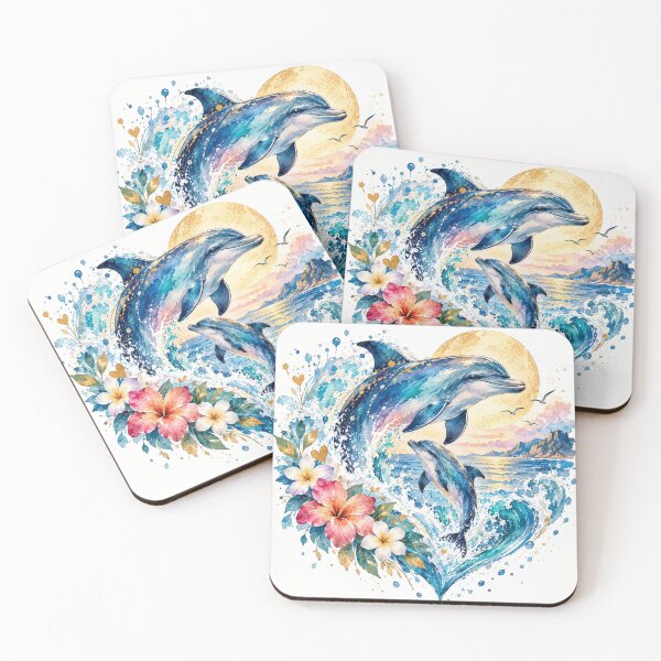 Item preview, Tropical Dolphin Watercolor designed and sold by DaryaArtFrance.