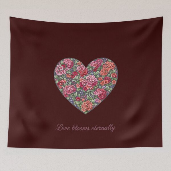 Item preview, Love Blooms Eternally – Romantic Floral Heart Quote Illustration designed and sold by Evelashop.