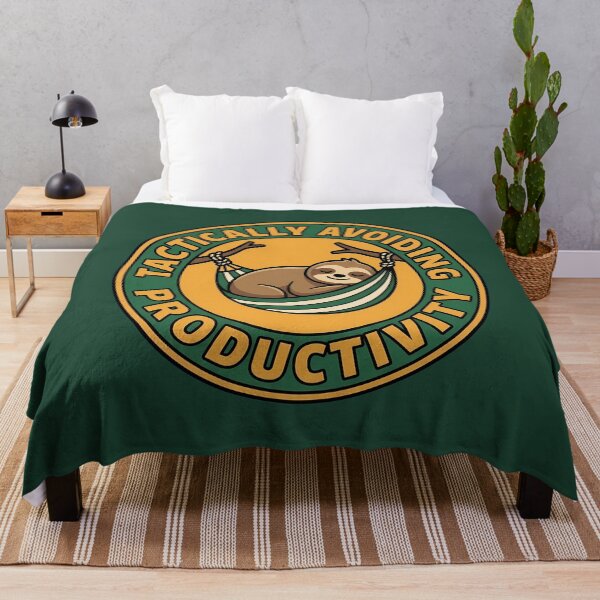 Item preview, Tactically Avoiding Productivity Sloth Retro Varsity Badge designed and sold by DripCultureLab.