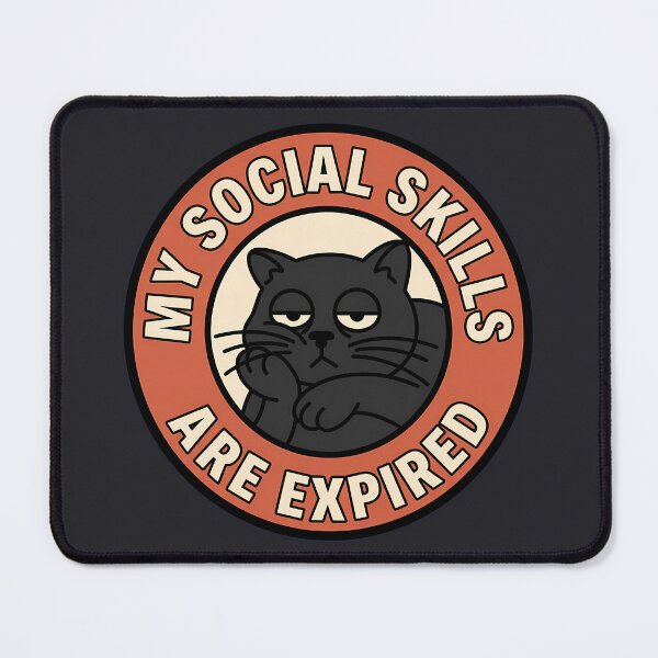 Item preview, Social Skills Are Expired Black Cat Badge designed and sold by DripCultureLab.