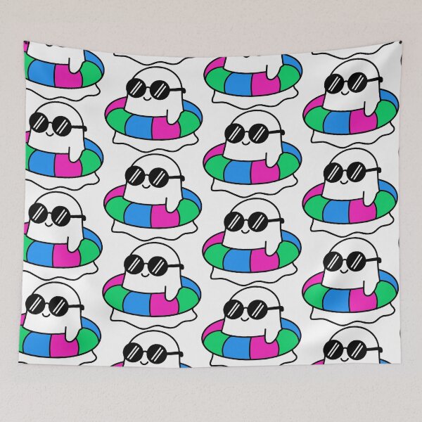 Item preview, Spooky Summer Vibes Kawaii Ghost on Polysexual Float designed and sold by Cannaxes Studio.