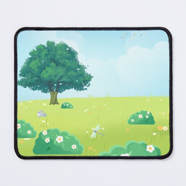 Item preview, Vintage Anime Meadow Landscape - Cozy Ghibli Inspired Cottagecore Tree Print designed and sold by Rehnair.