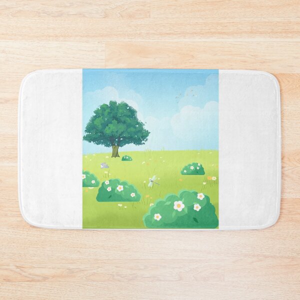 Item preview, Vintage Anime Meadow Landscape - Cozy Ghibli Inspired Cottagecore Tree Print designed and sold by Rehnair.