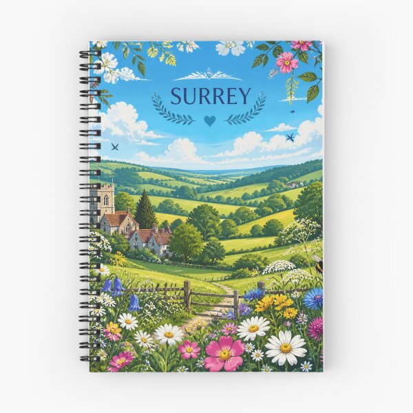 Item preview, Surrey Countryside & Wildflowers | Colourful English Landscape Illustration designed and sold by ThatSurreyLife.