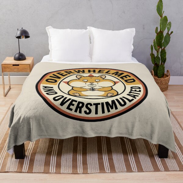 Item preview, Overwhelmed And Overstimulated Retro Hamster Badge designed and sold by DripCultureLab.