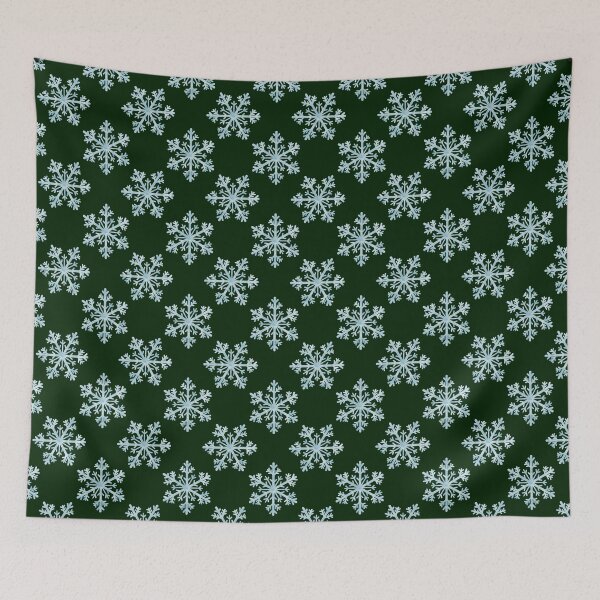 Item preview, Watercolor Christmas Snowflakes On Dark Green designed and sold by QuestingPixel.