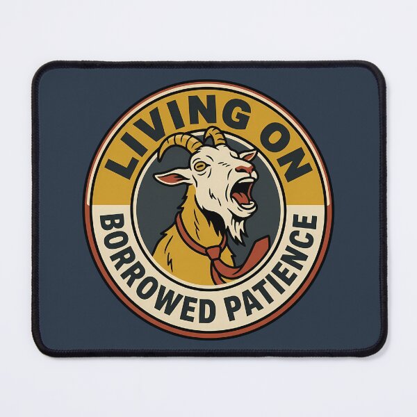 Item preview, Living On Borrowed Patience Sarcastic Goat Badge designed and sold by DripCultureLab.