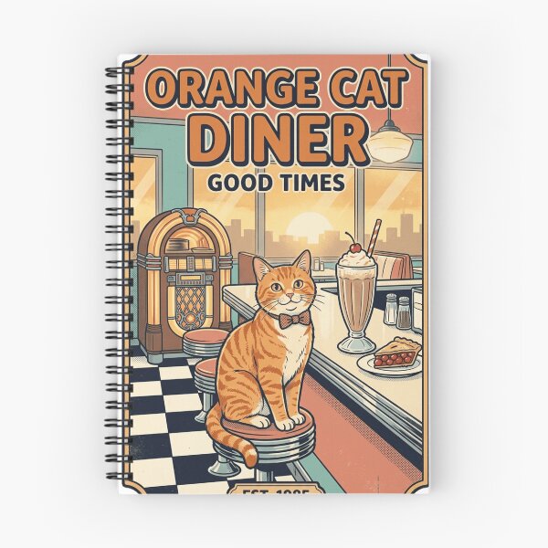 Item preview, Orange Cat Diner Retro Vintage 50s Restaurant Sign designed and sold by mood-draftsman.