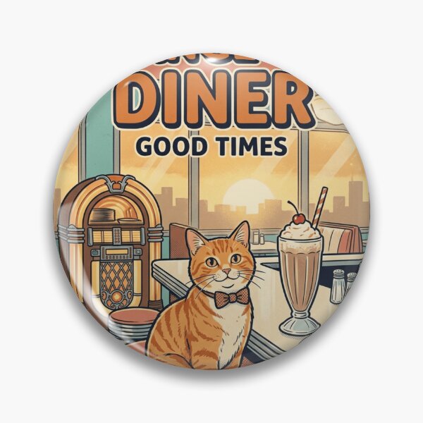 Item preview, Orange Cat Diner Retro Vintage 50s Restaurant Sign designed and sold by mood-draftsman.