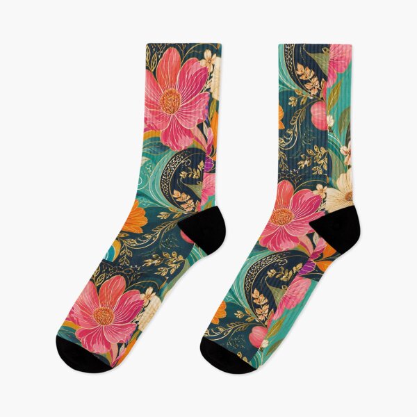 Item preview, Colourful Retro Wildflower Pattern | Bold Boho Botanical Floral Art designed and sold by ThatSurreyLife.