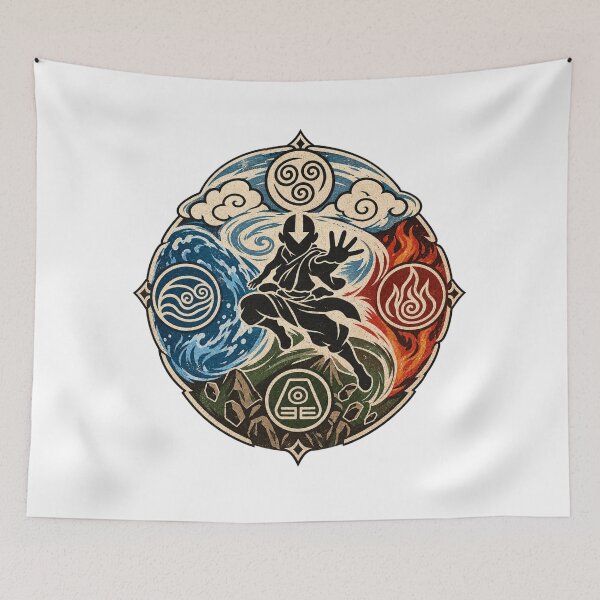 Item preview, Four Elements Retro Emblem – Air Water Earth Fire Vintage Fantasy Graphic designed and sold by mocci10.