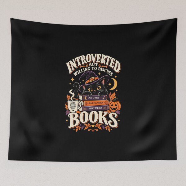 Item preview, Introverted But Willing to Discuss Books Black Cat Halloween designed and sold by Ridaelb.