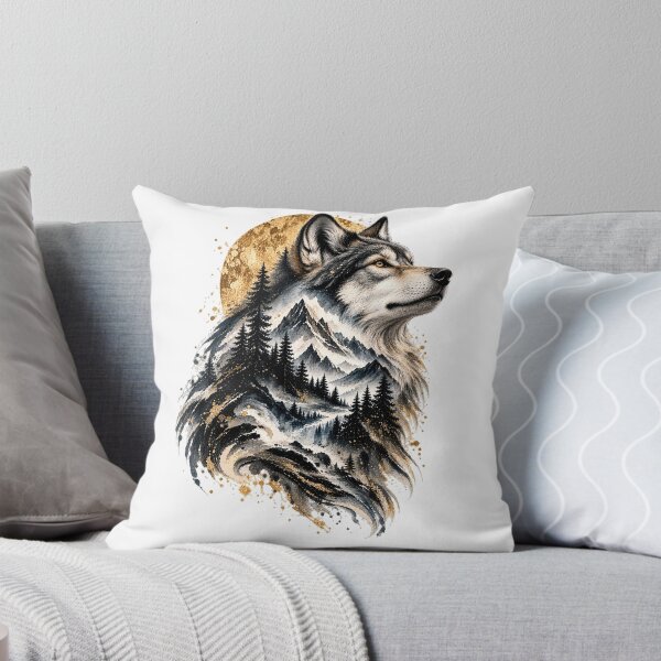 Item preview, Wolf of the Alpine Falls | Wolf Mountain Waterfall Art | Norvian designed and sold by Norvian.
