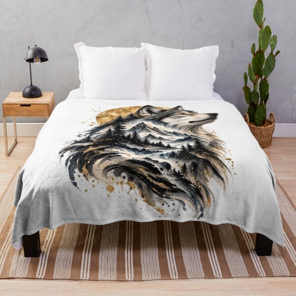 Item preview, Wolf of the Alpine Falls | Wolf Mountain Waterfall Art | Norvian designed and sold by Norvian.