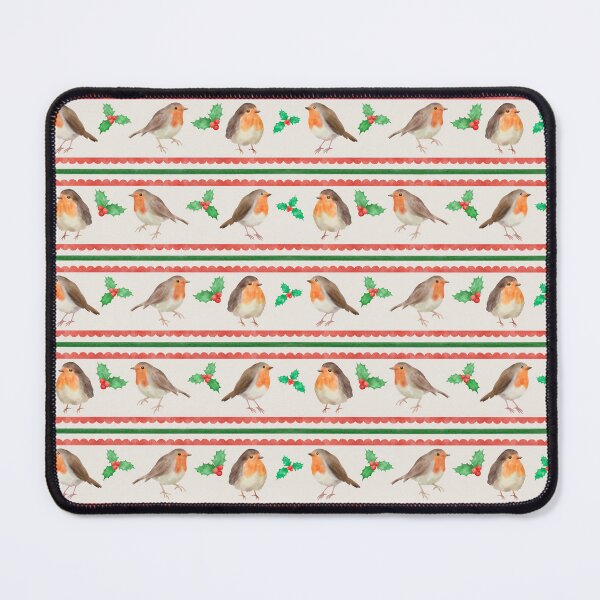Item preview, Watercolor Christmas Robins and Holly Pattern on Cream designed and sold by QuestingPixel.