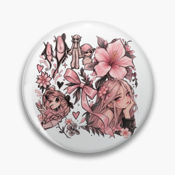 Item preview, Pink Anime Floral Aesthetic – Cute Kawaii Girl & Hibiscus Blossom designed and sold by TATOXIDE.
