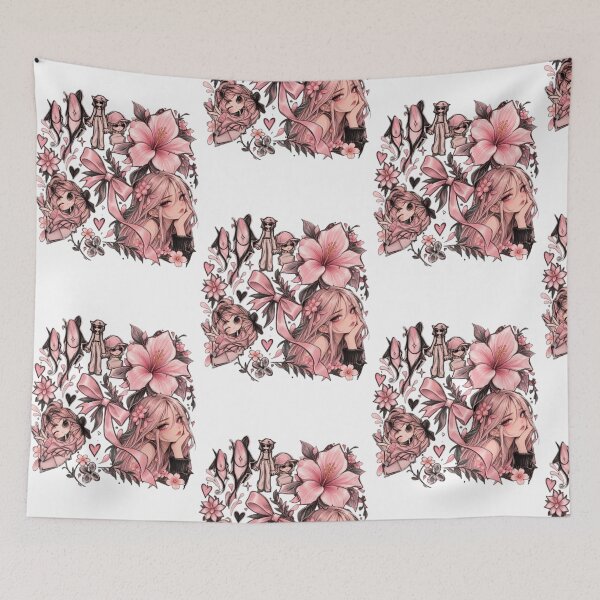 Item preview, Pink Anime Floral Aesthetic – Cute Kawaii Girl & Hibiscus Blossom designed and sold by TATOXIDE.