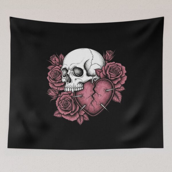 Item preview, Halloween Skull Rose Broken Heart Gothic Design designed and sold by PlumArtDesign.