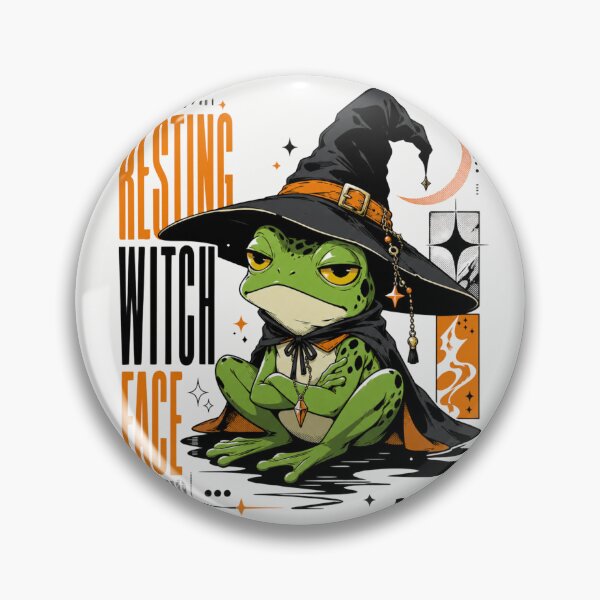Item preview, Resting Witch Face Frog Halloween T-Shirt | Funny Sarcastic Spooky Toad Witch Hat Orange Cottagecore Gift designed and sold by illeN-Art-World.