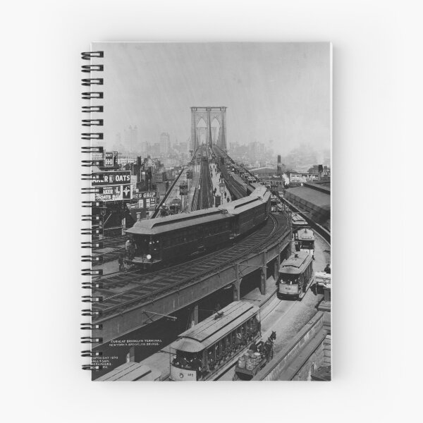 Item preview, 1898 Curve at Brooklyn Terminal, New York & Brooklyn Bridge vintage railroad New York City black and white photographic art print designed and sold by Astrid Arkhangelsky.