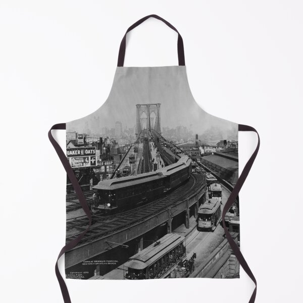 Item preview, 1898 Curve at Brooklyn Terminal, New York & Brooklyn Bridge vintage railroad New York City black and white photographic art print designed and sold by Astrid Arkhangelsky.