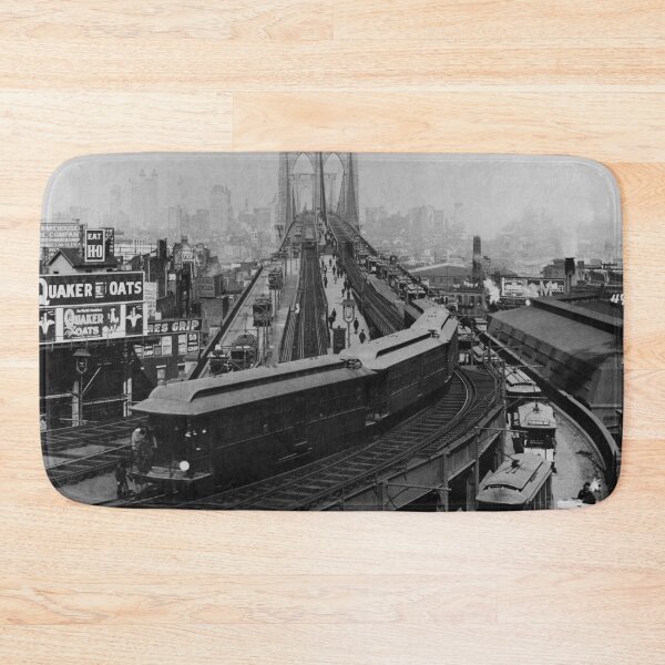 Item preview, 1898 Curve at Brooklyn Terminal, New York & Brooklyn Bridge vintage railroad New York City black and white photographic art print designed and sold by Astrid Arkhangelsky.