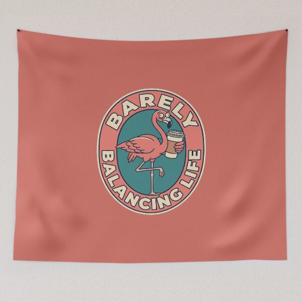 Item preview, Barely Balancing Life Sarcastic Flamingo Badge designed and sold by DripCultureLab.