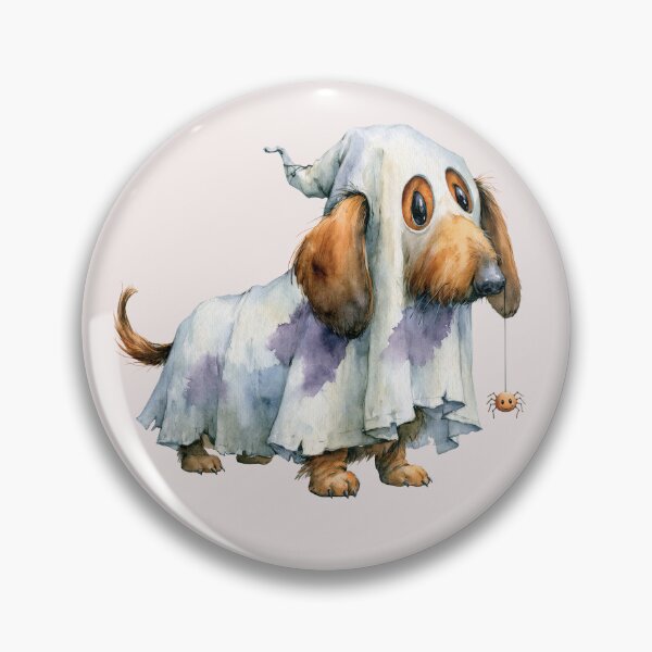 Item preview, Dachshund Ghost Costume Watercolor Art designed and sold by NadinArtStudio.